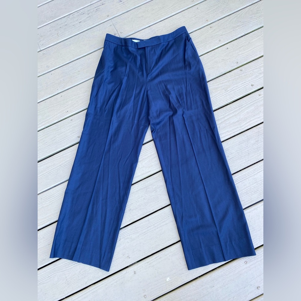 Ellen Tracy - Woman’s navy wide leg high rise stretch trousers, Size: 14
